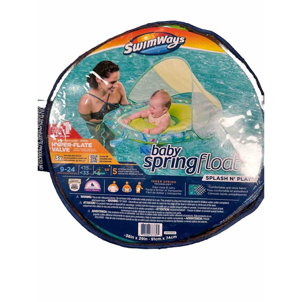 SWIMWAYS INFANT SPRINGFLOAT‎ SUN CANOPY STEP 1, 9-24 Months SPF 50+ SEA LIFE NWT